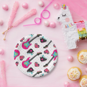 Prato De Papel Menina divertida - Placas de festas de rock star