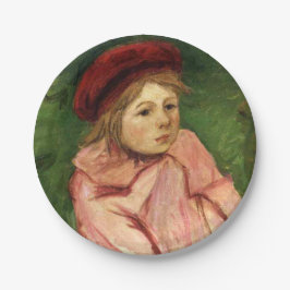 Prato De Papel Menina em um Berete Vermelho