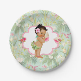 Prato De Papel Menina Tropical Havaiano Luau Hibisco