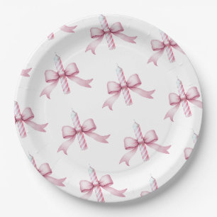 Prato De Papel Meninas de Vela com Laço Rosa Querem Ser Uma no An