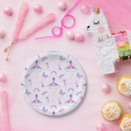 Prato De Papel Meninas Rosa Aniversário Dinossauro Fofo