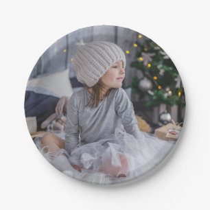 Prato De Papel Menininha linda e árvore de Natal .jp