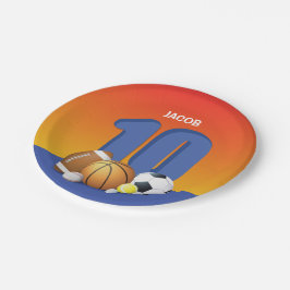 Prato De Papel Menino 10º Aniversário do Esporte Balls