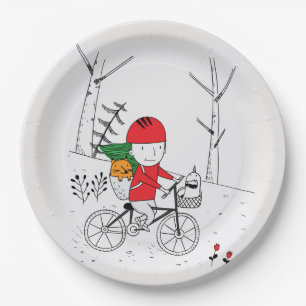Prato De Papel Menino na bicicleta