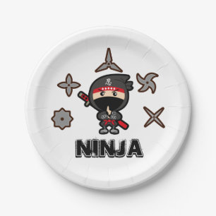 Prato De Papel Menino preto de Ninja