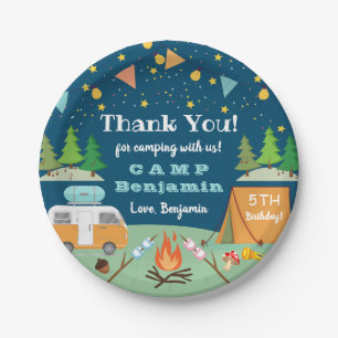 Prato De Papel Meninos acampando Festa de Aniversário