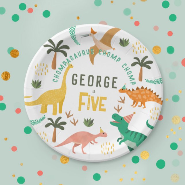 Prato De Papel Meninos Gelados Dinossauros T-Rex Crianças 5 (Criador carregado)
