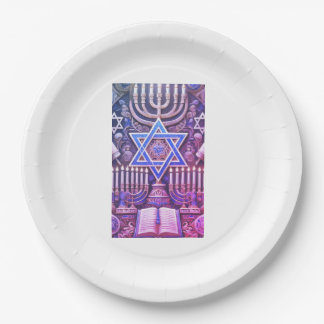 Prato De Papel Menorá Hebraica Judaica