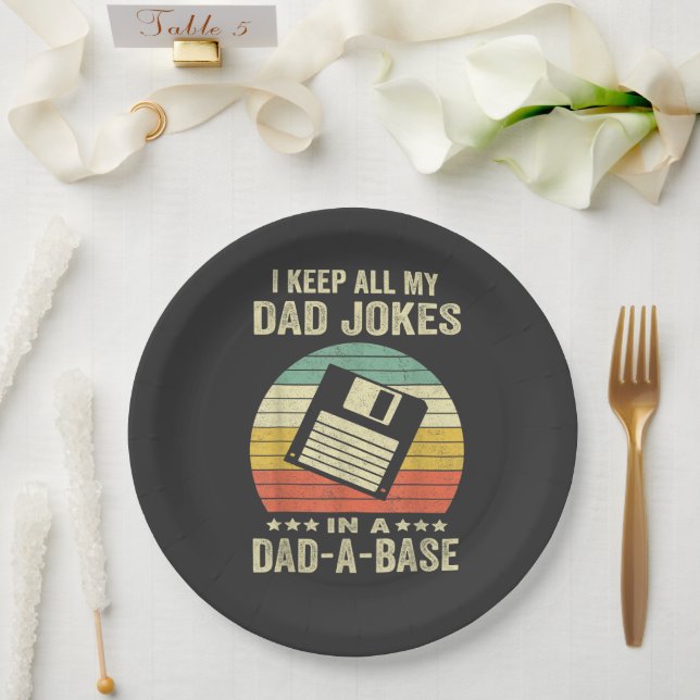 Prato De Papel Mens Funny dad Jokes in dad-a-Base (Casamento)