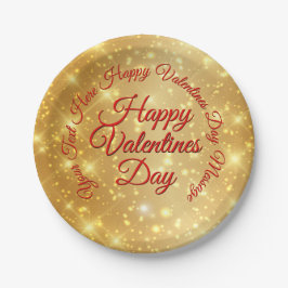 Prato De Papel Mensagem de Dia de os namorados Dourada de TEXTO P