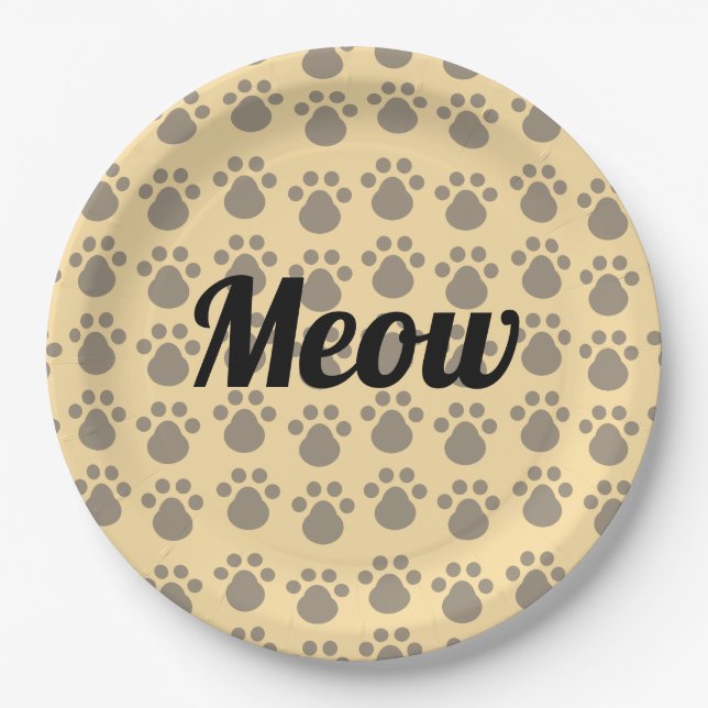 Prato De Papel Meow, Paw Prints (Frente)