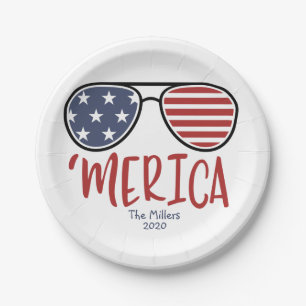 Prato De Papel Merica Sunglass Plate 4 de julho