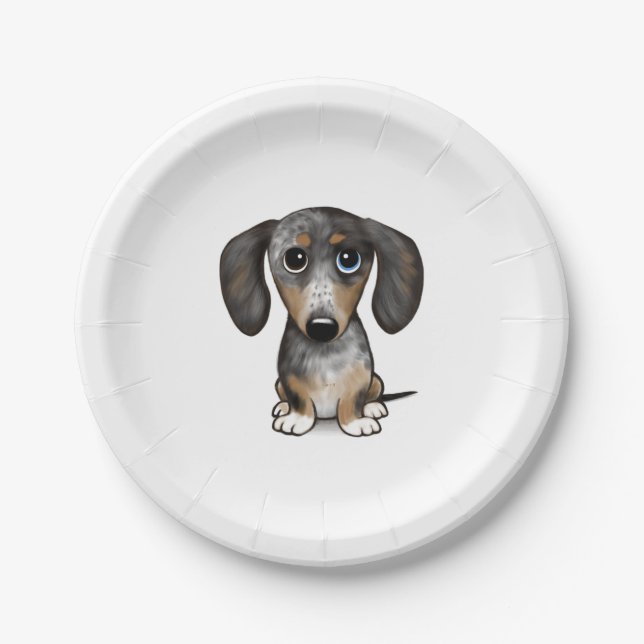 Prato De Papel Merle Dapple Dachshund Cute Wiener (Frente)