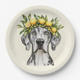 Prato De Papel Merle Great Dane Dog Lemon Crown