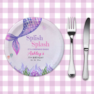 Prato De Papel Mermaid Birthday Party Plates for Girls