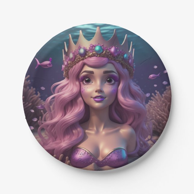 Prato De Papel Mermaid Crown (Frente)