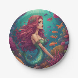 Prato De Papel Mermaid Red