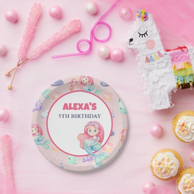 Prato De Papel Mermaid Under the Sea Birthday (Festa)