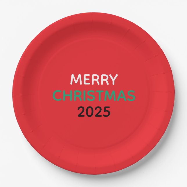 PRATO DE PAPEL MERRY CHRISTMAS 2025 PAPER PLATES (Frente)