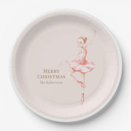 Prato De Papel Merry Christmas Ballerina Paper Plate