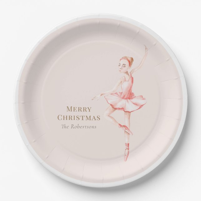 Prato De Papel Merry Christmas Ballerina Paper Plate (Frente)
