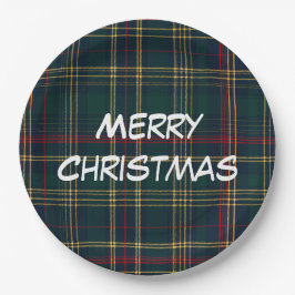 Prato De Papel Merry Christmas Festive Plaid Paper Plates