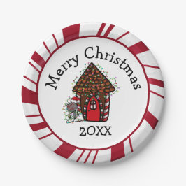 Prato De Papel Merry Christmas Gingerbread House Plates