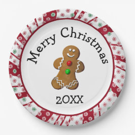 Prato De Papel Merry Christmas Gingerbread Man