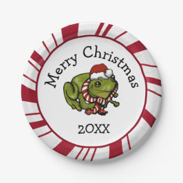 Prato De Papel Merry Christmas Santa Frog Plates