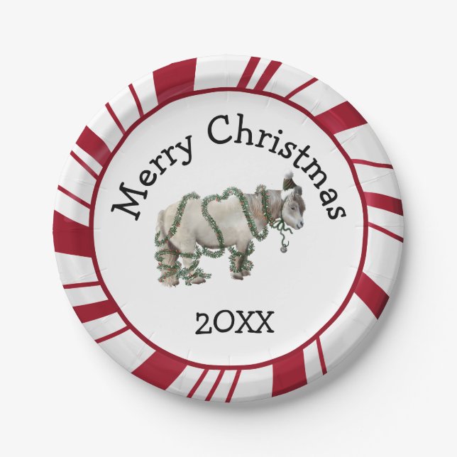 Prato De Papel Merry Christmas Shetland Pony Plates (Frente)