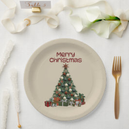 Prato De Papel Merry Christmas Tree Paper Plate