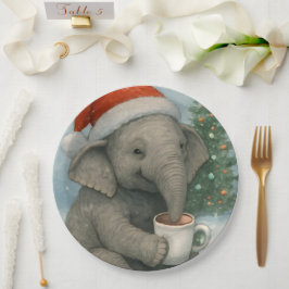 Prato De Papel Merry Moments with a Cocoa-Loving Elephant Holiday