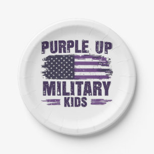 Prato De Papel Mês de Awreness Militar Roxo