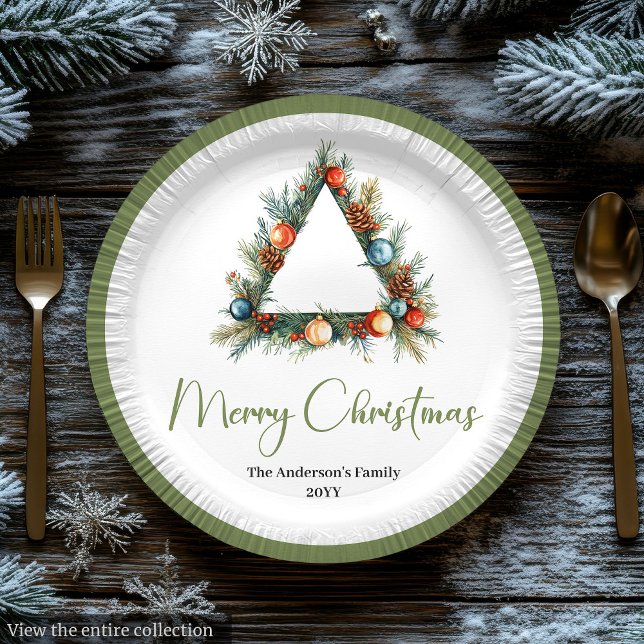 Prato De Papel Mesa de Natal Moderna Boêmia Terrosa Neutra (Modern Bohemian Earthy Neutral Christmas Table Paper Plates)