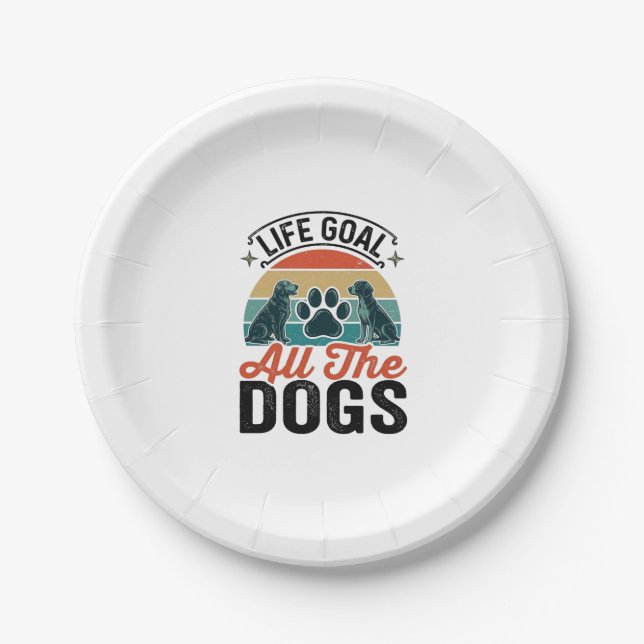 Prato De Papel Meta da Vida Todos os Cães Design de Amante de Cãe (Frente)