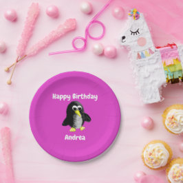 Prato De Papel Meu amigo, o pinguim, personalizado para crianças