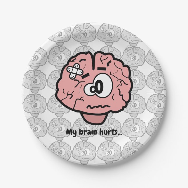 Prato De Papel Meu Cérebro Dói (Frente)