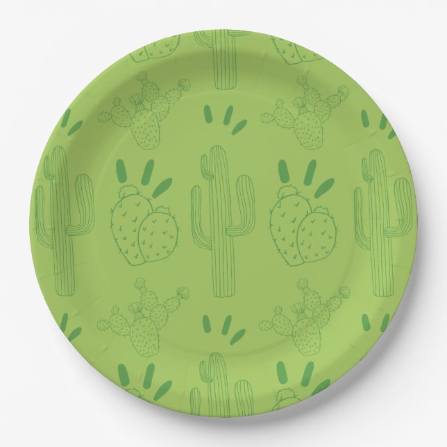 Prato De Papel mexicano Fiesta Taco Cactus Green (Frente)