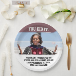 Prato De Papel Michelle Obama - Graduação em Papel Plate YDI