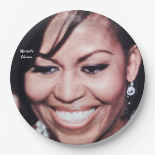 PRATO DE PAPEL MICHELLE OBAMA, PRIMEIRA PALESTRA AMERICANA