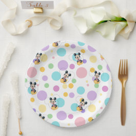 Prato De Papel Mickey Mouse Polka Dot Baby Shower
