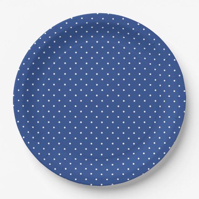 Prato De Papel Micro Bolinha Branco - Azul Verdadeiro (Frente)