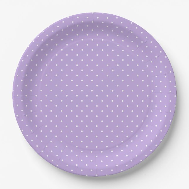 Prato De Papel Micro Bolinha Branco - Lavanda Suave (Frente)