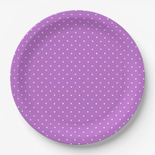 Prato De Papel Micro Bolinha Branco - Orquídea Roxo