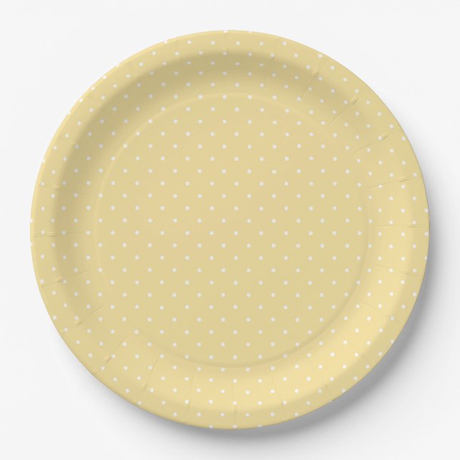 Prato De Papel Micro Bolinhas Branco - Amarelo Canário (Frente)