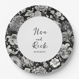 Prato De Papel Midnight Bloom: Um Casamento Floral Negro