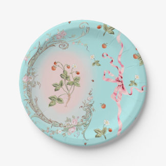 Prato De Papel Mignonette Strawberry Placa aqua de 7 polegadas