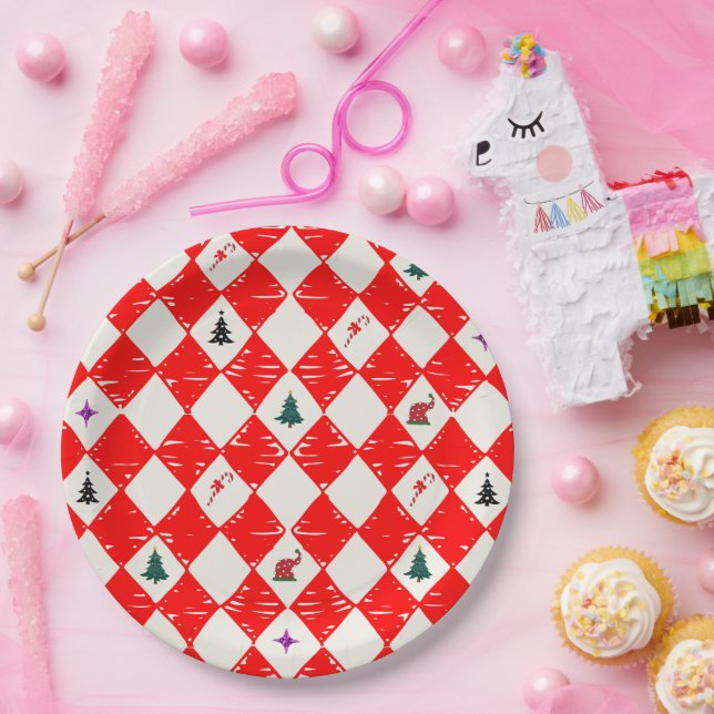 Prato De Papel Mikitiez christmascarol moody holiday candycane  (Festa)