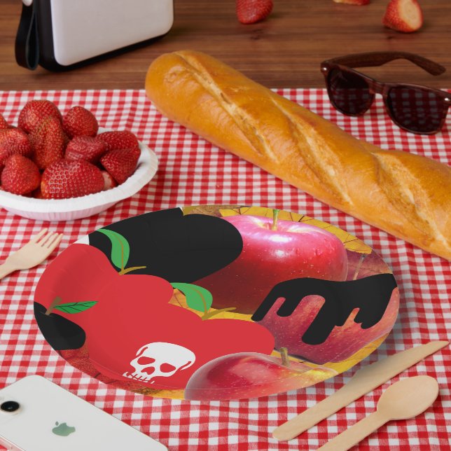Prato De Papel Mikitiez red skull, tóxica para a maçã vegan, verã (Piquenique)