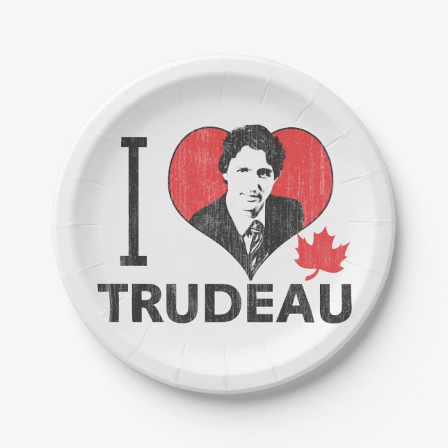 Prato De Papel Mim coração Trudeau (Frente)